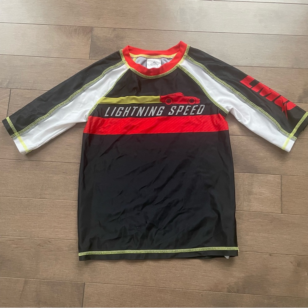 Lightning McQueen Disney Pixar cars Kids Swim Shirt - Black and Red